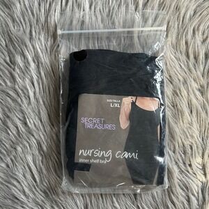 Secret Treasures Nursing Cami Women Size Large/XL Black Tank Top Inner Shelf Bra